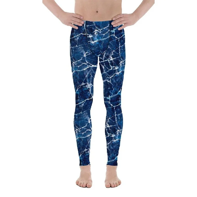 Navy Blue Marble Men's Leggings