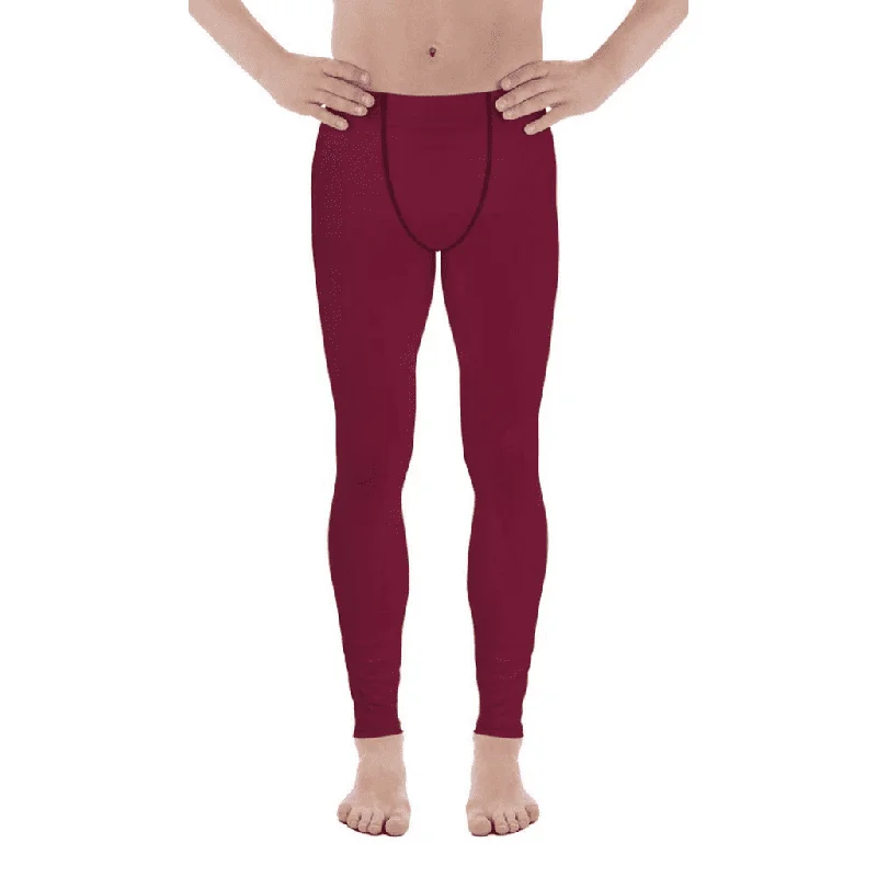 Wine Burgundy Men's Leggings